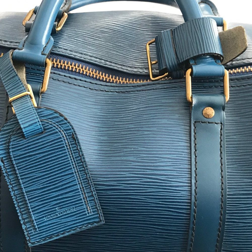 LOUIS VUITTON Keepall 55 Travel Hand Bag Epi Leather Blue - Picture 5 of 10